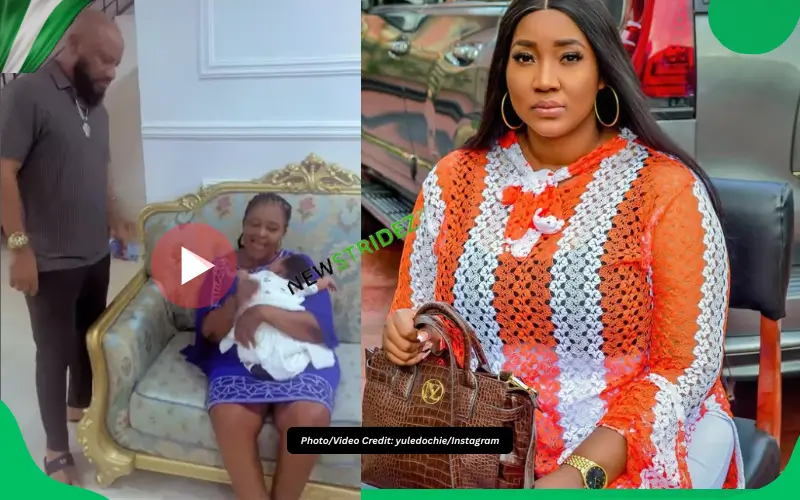 Yul Edochie Sprys Cash as Judy Austin’s Mum Prays for Newborn. Photo Credit: davido/Instagram