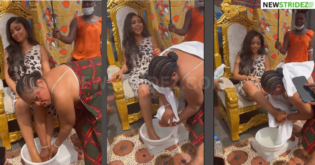 Regina Daniels Feet: Rita Daniels Washes Daughter’s Feet-Credit: rita.daniels06 SOurce: Instagram