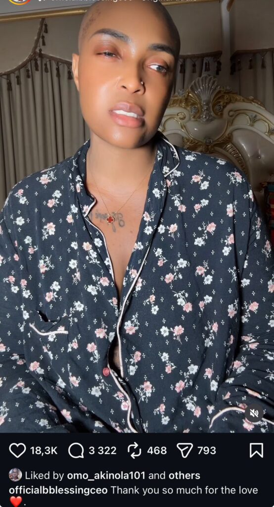 “I Am Still in Denial” — Blessing CEO Speaks on Stage-4 Cancer Claims-Credit:officialbblessingceo Source: Instagram