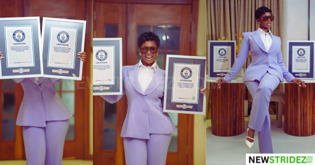 Tacha Shows Off Guinness Record Plaque-Credit: symply_tacha, Source: Instagram