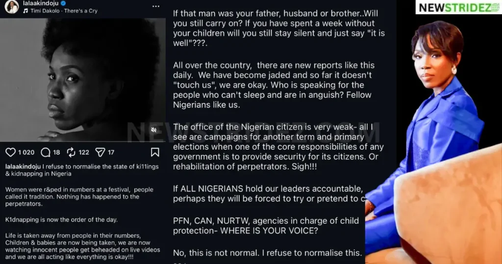 “The office of the Nigerian citizen is very weak” — Lala Akindoju fumes over killings, kidnappings in Nigeria-Photo Credit: lalaakindoju(Instagram)