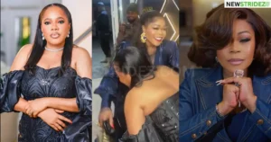 Toyin Abraham Sparks Reactions as She Kneels to Greet Shaffy Bello at Lagos Event-Credit: iamshaffybello, toyin_abraham Source: IG